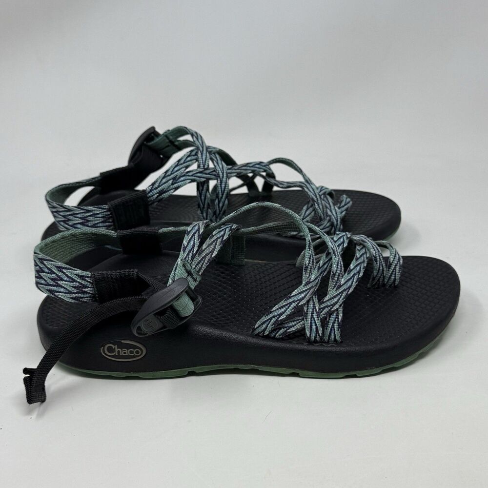 Chaco Z Cloud 2 Sandal Womens 9 Teal Multicolor Jacquard Strappy Toe Loop Hiking